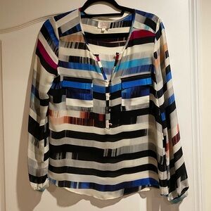 Parker Vibrant Striped Silk Blouse